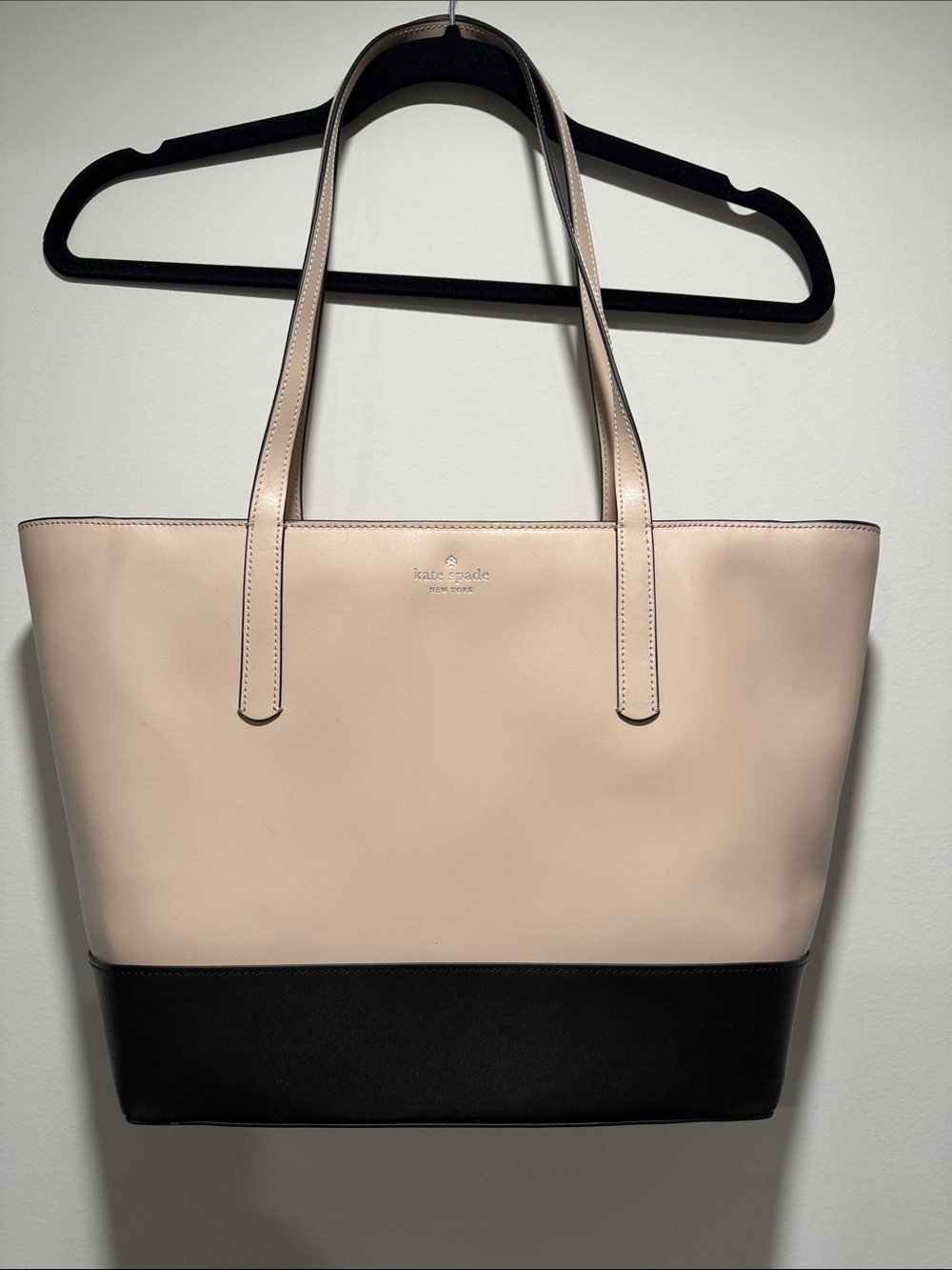 kate spade Two-Tone Blush Pink and Black Leather Tote